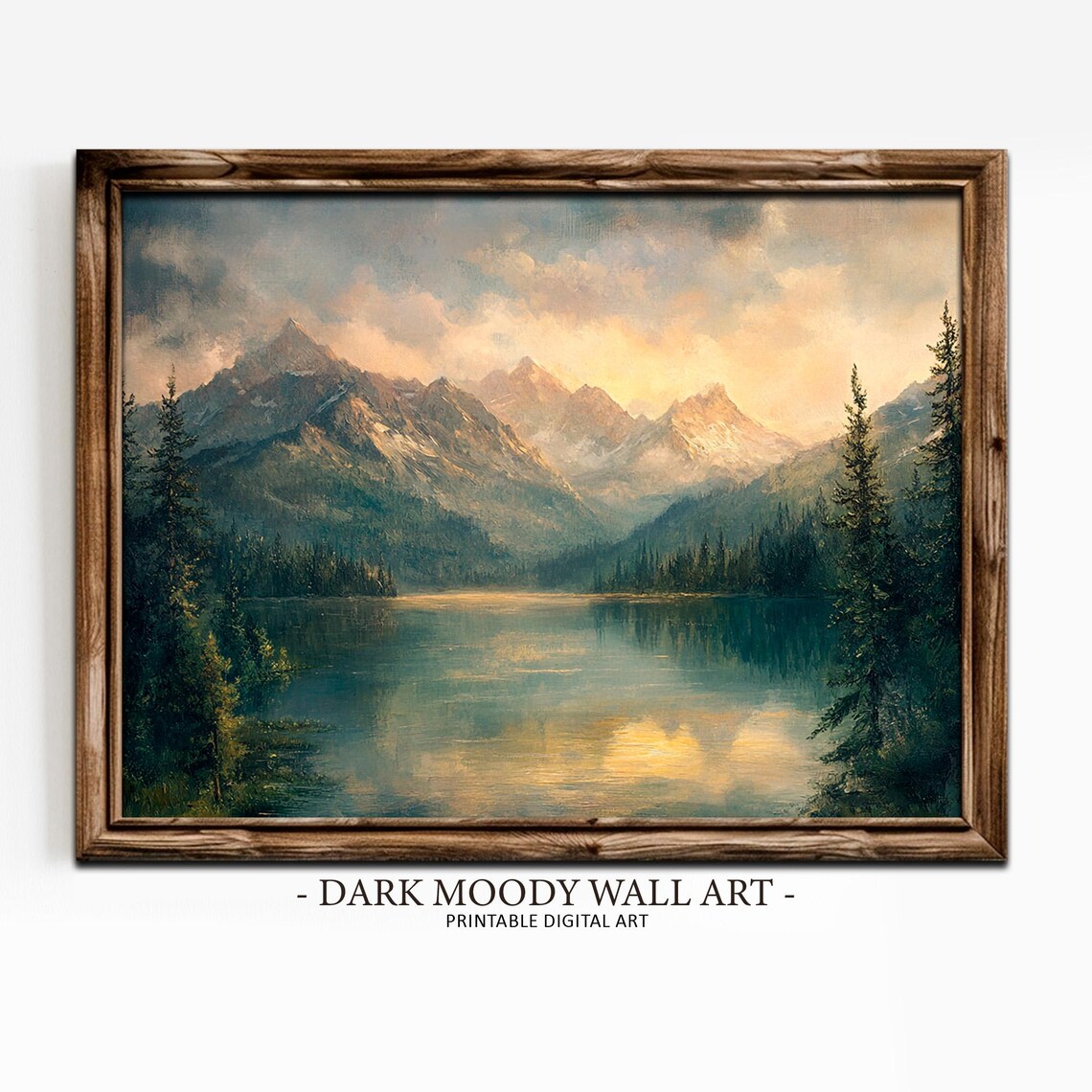 Irish Mountains Landscape, Rustic Moody Art Print
