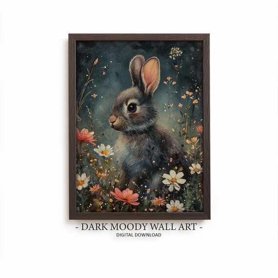 Easter Bunny Prints, Dark Academia Rabbit Painting