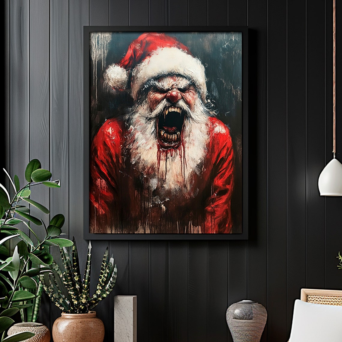 Scary Screaming Santa Horror Christmas Dark Gothic Art Poster - Image 6
