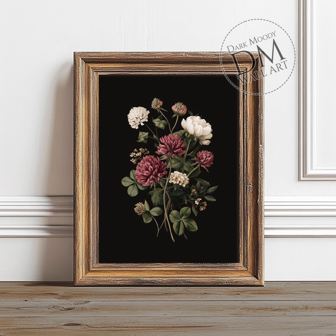 Clover Flower Wall Art Moody Botanical Vintage Floral Print