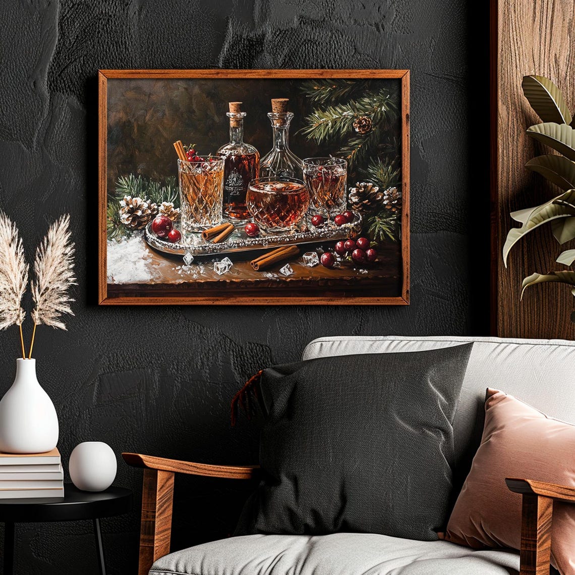 Whiskey Decanters Tray Cranberries Cinnamon Pine Moody Poster - Image 4