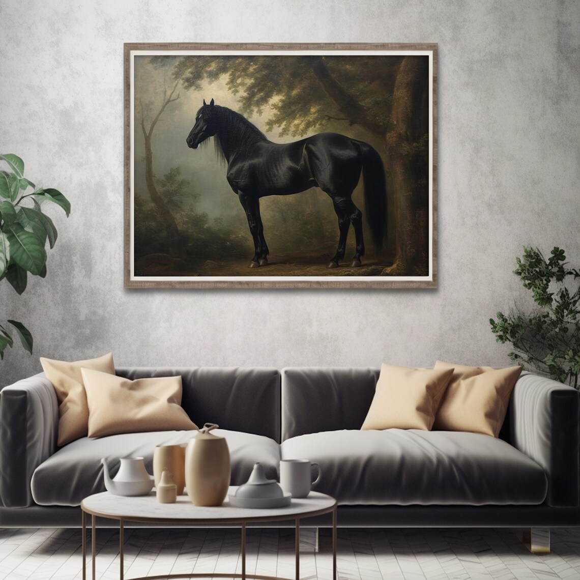 Antique Black Horse Wall Art Print, Rustic Farmhouse - Image 5