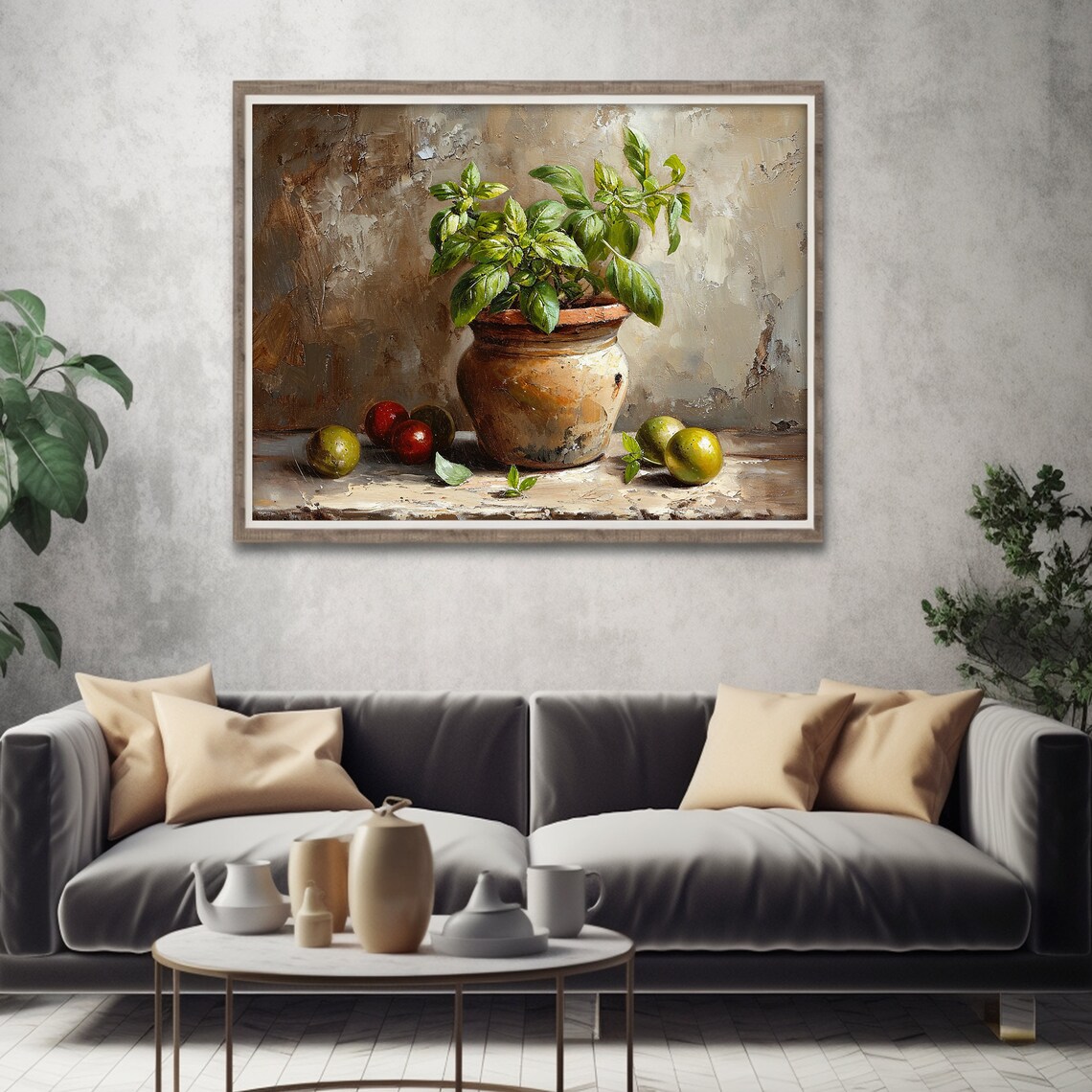 Moody Basil Still Life, Kitchen Decor Art Print - Image 6