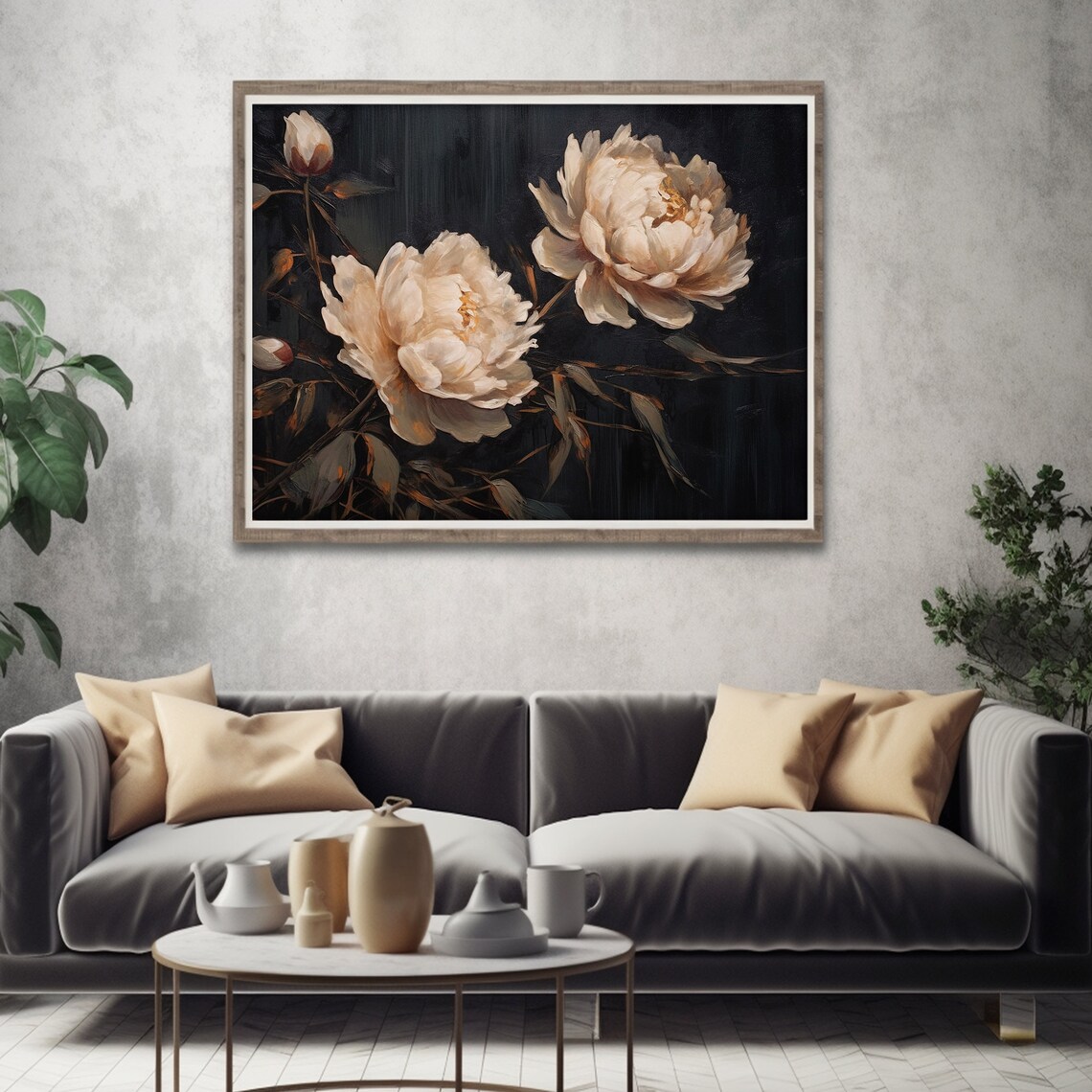 Moody Peony Painting, Dark Cottagecore Art Print - Image 4