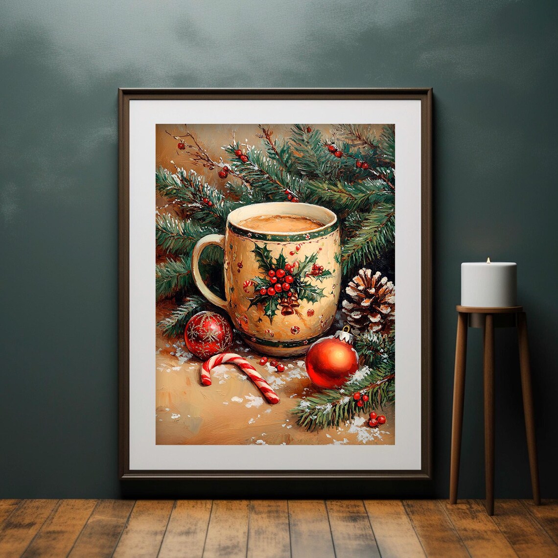Christmas Coffee Mug, Vintage Christmas Kitchen Art - Image 2