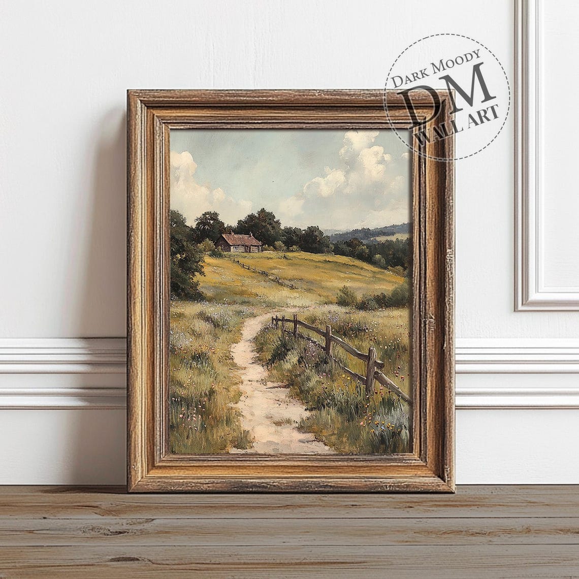 Cottage Garden Path Poster Rolling Meadow Farmhouse Fence Painting