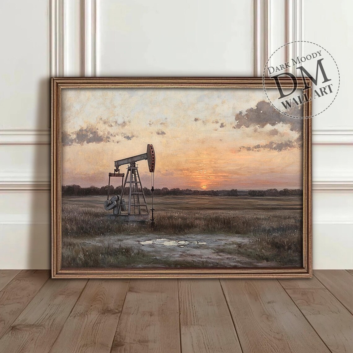 Texas Oil Field Pumpjack, Rustic Western Sunset Poster