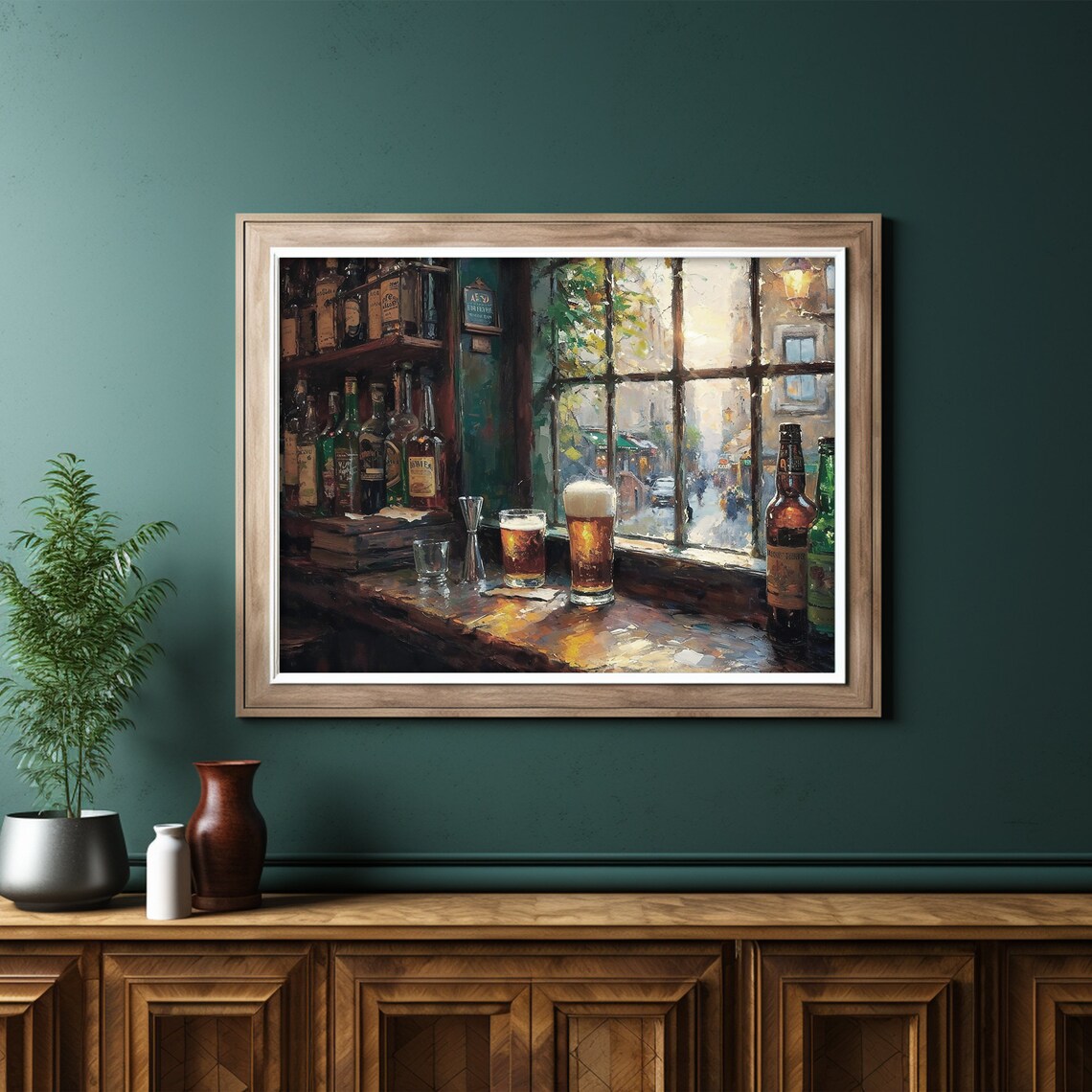 Alcohol Beer and Whiskey Painting Print, Irish Pub Art - Image 2