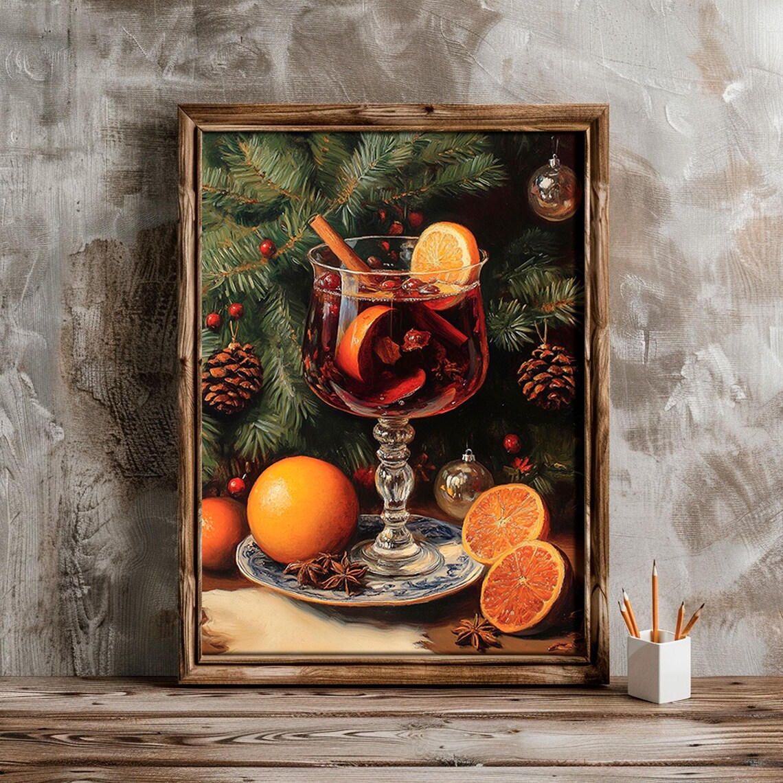 Christmas Mulled Wine Vintage Still Life Kitchen Painting Poster - Image 2