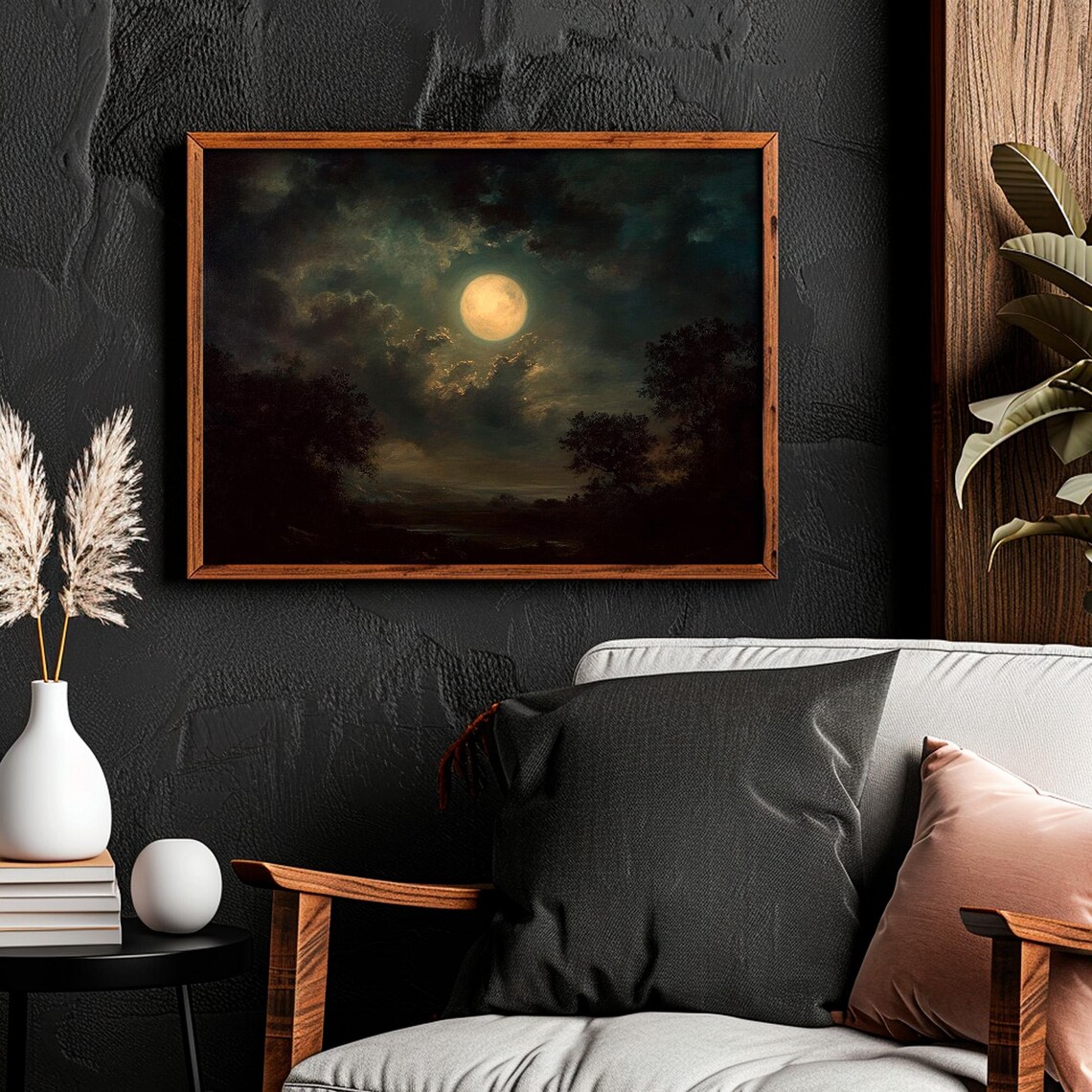 Vintage Full Moon Night Sky Art Print, Dark Academia - Image 5