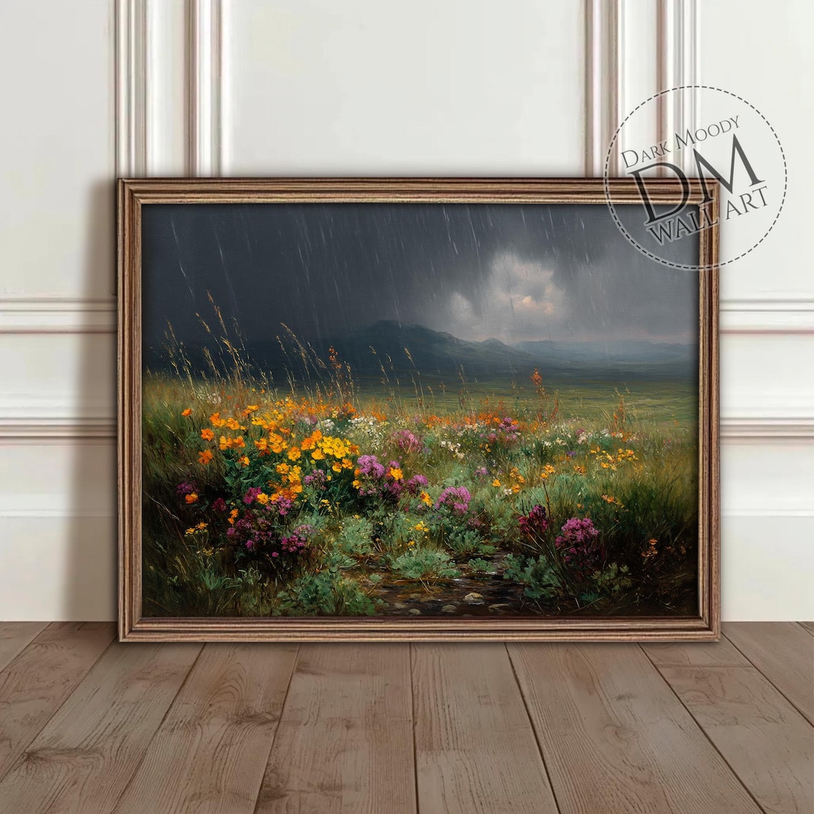 French Countryside Flowers Art Print, Mountain Landscape