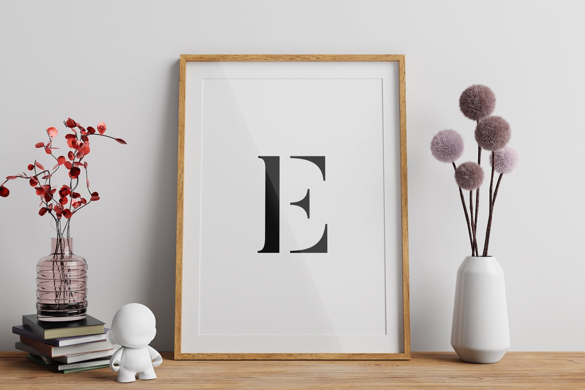 Letter E Modern Serif Monogram Initial Typography Wall Poster - Image 2