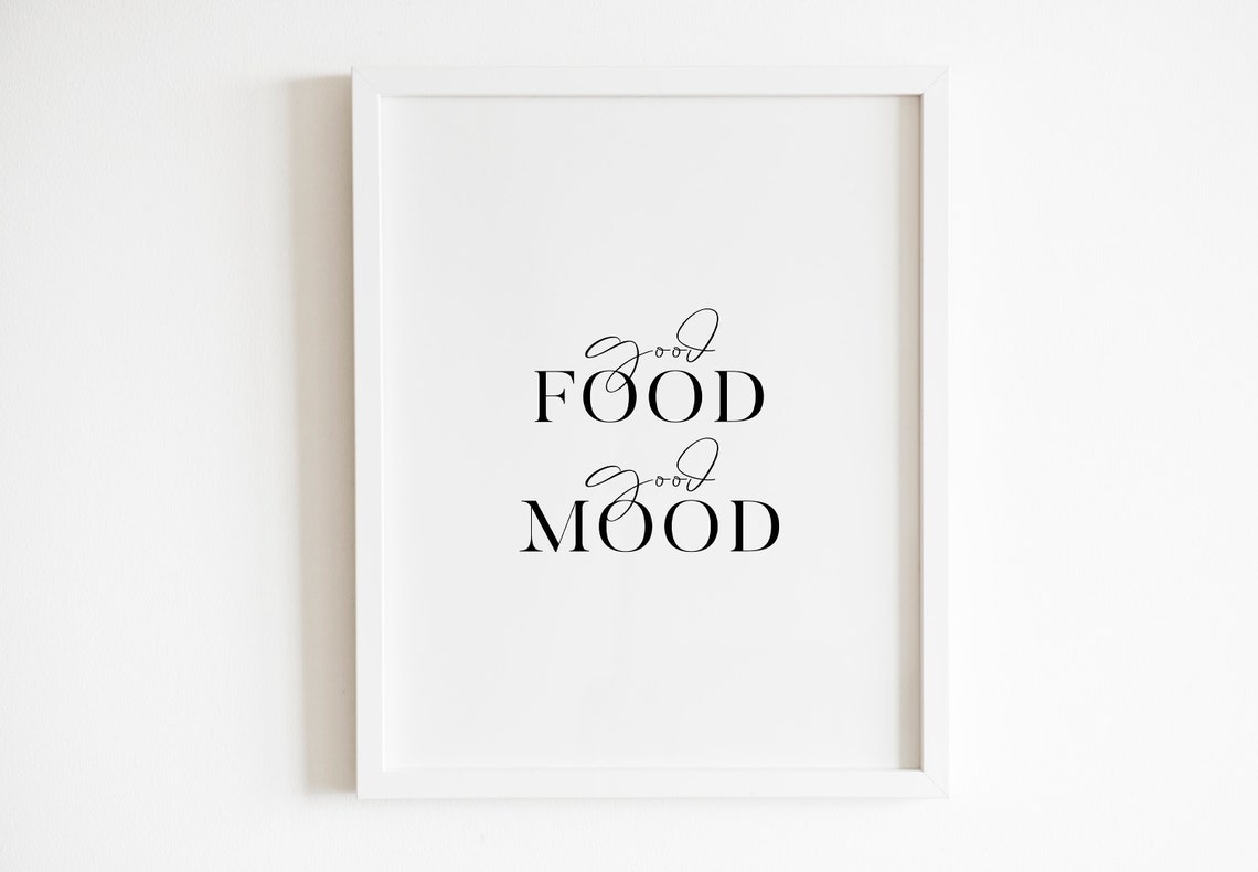 Good Food Good Mood Happy Kitchen Quote Mixed Typography Wall Art