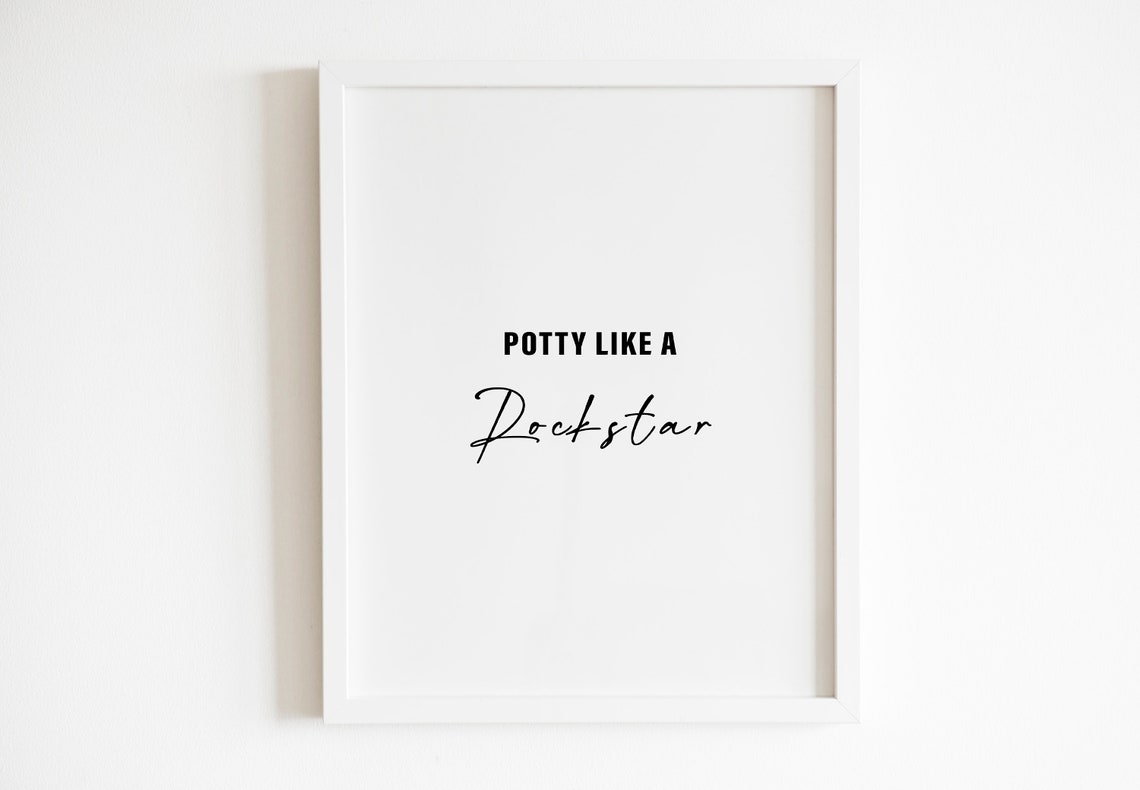 Potty Like A Rockstar Funny Bathroom Humor Typography Poster