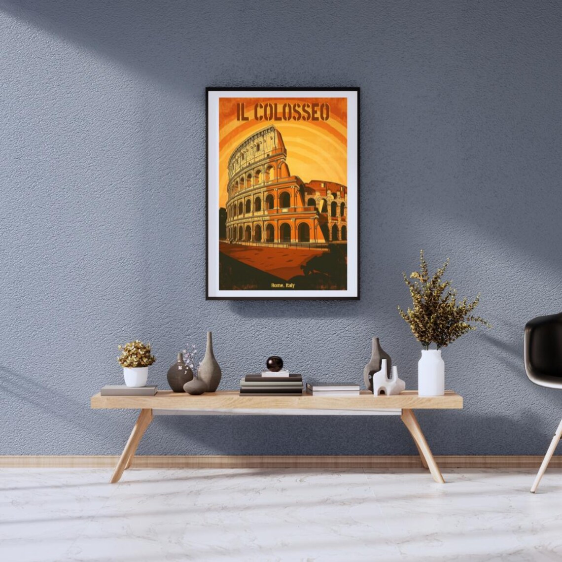 Ancient Il Colosseo Rome Sunset Orange Vintage Travel Poster - Image 2