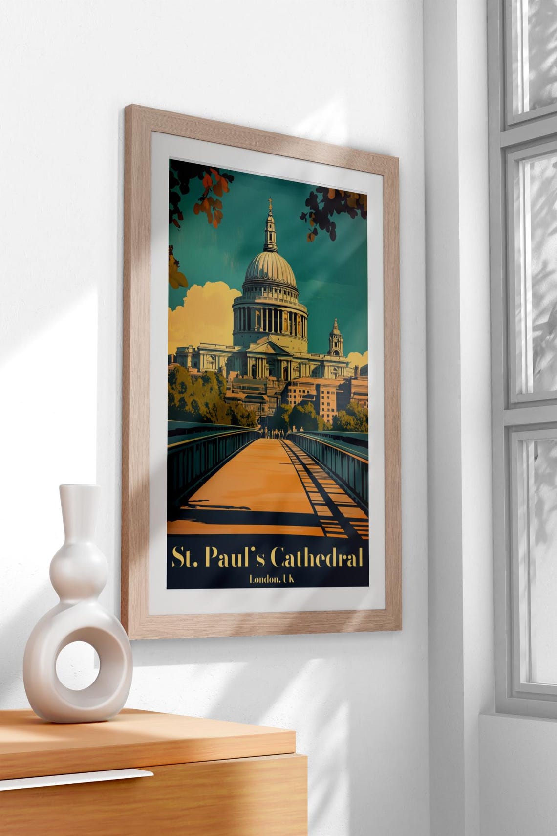 Vintage St Pauls Cathedral London Millennium Bridge View Poster - Image 3