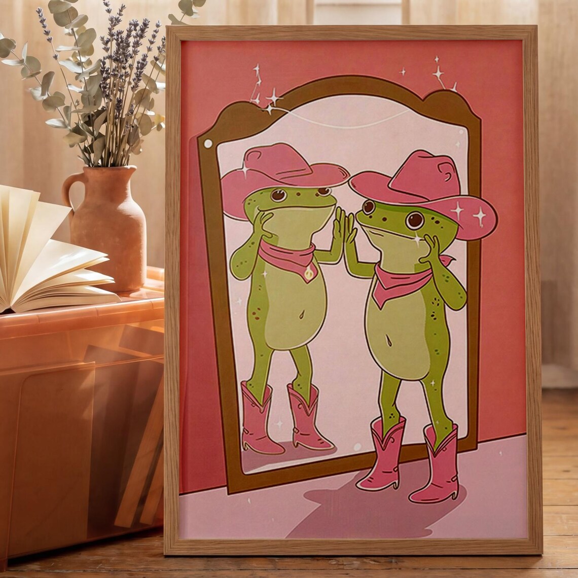 Frog Cowboy Poster, Whimsical Animal Illustration
