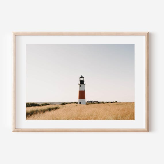 Nantucket Lighthouse Photography Print Sankaty Lighthouse Coastal Wall Art New England Decor