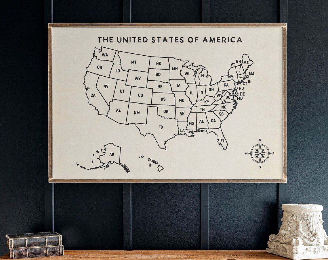 US Map Art Print, Home School Wall Decor Study Aid - Image 3