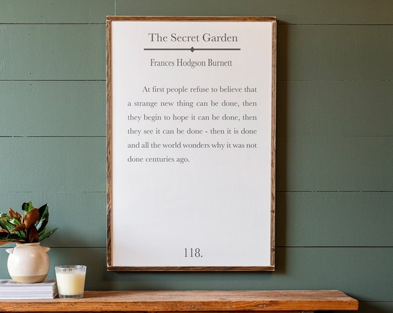 The Secret Garden Literary Art Print, Frances Hodgson Burnett