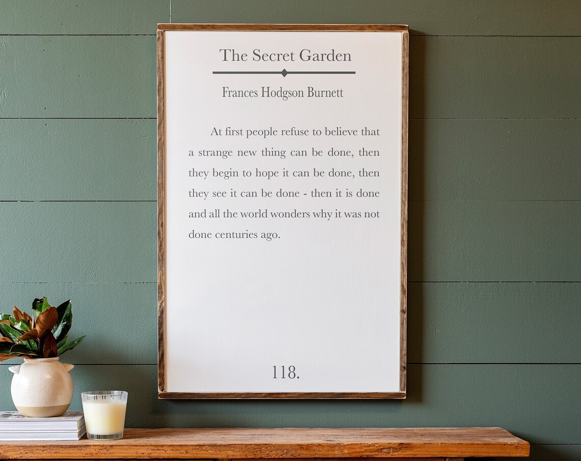 The Secret Garden Literary Art Print, Frances Hodgson Burnett