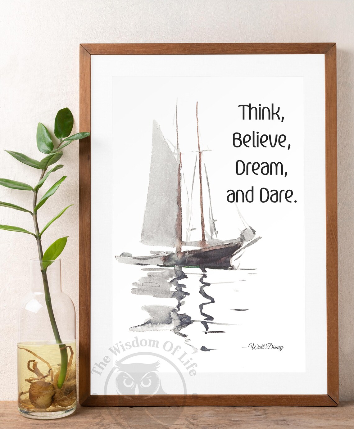 Think Believe Dream and Dare Sailboat Walt Disney Quote Print - Image 5