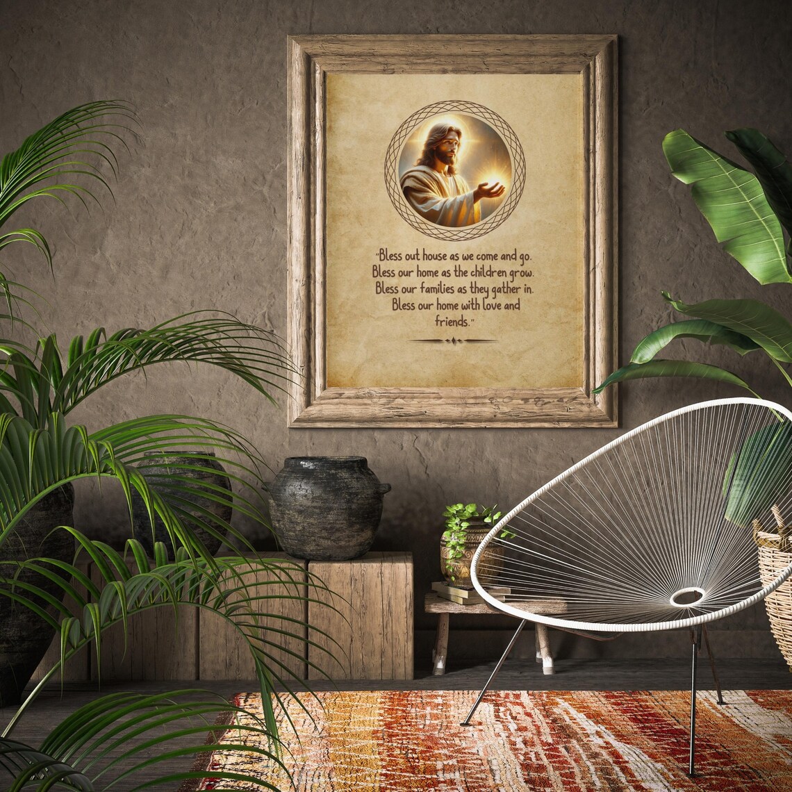 Jesus House Blessing Christian Home Prayer Family Quote Wall Art - Image 2