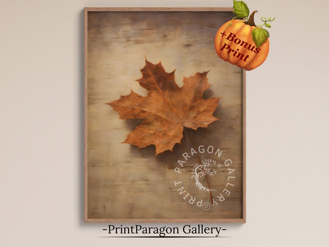 Single Rustic Maple Leaf on a Warm Vintage Background Wall Art