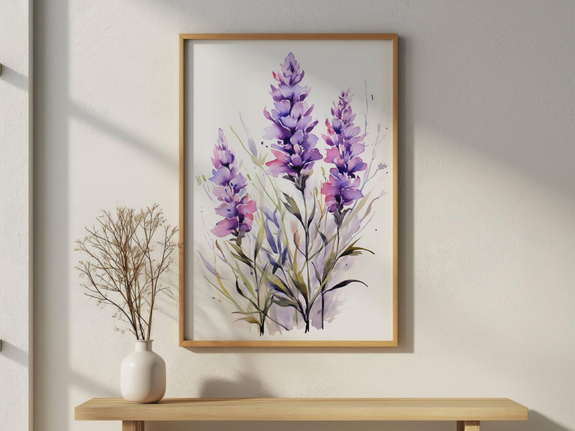 Purple Lavender Watercolor Blooms Botanical Floral Study Poster - Image 2