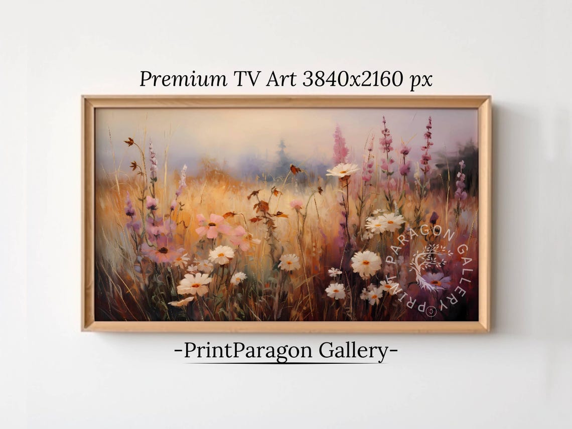 Pink Wildflower Meadow With Lupine And Daisies Spring Floral Poster