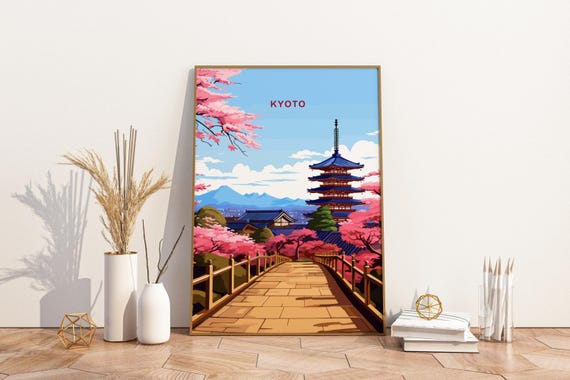 Cherry Blossoms In Kyoto Japan Travel Print Poster Wall Art