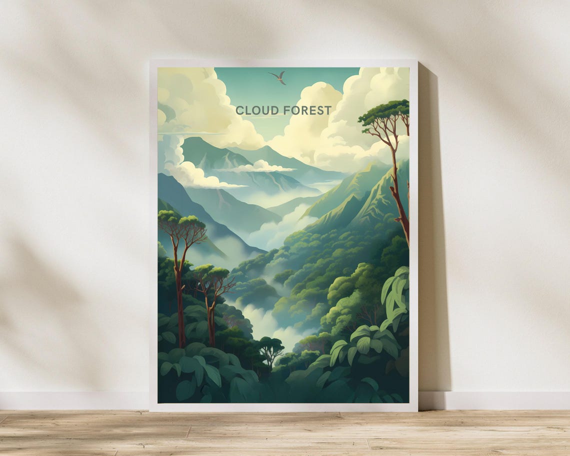 Cloud Forest Costa Rica Misty Rainforest Mountain Nature Travel Poster