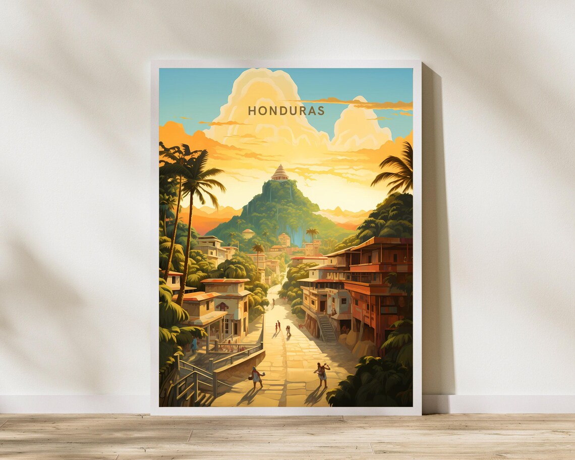Honduras Travel Print Poster Wall Art Vintage Decor
