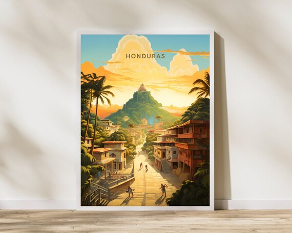 Honduras Travel Print Poster Wall Art Vintage Decor