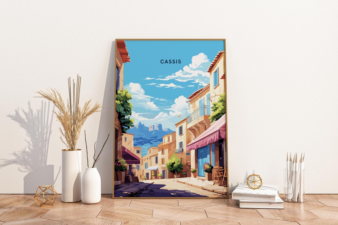 Cassis France Old Town Street Harbor View Vintage Travel Poster