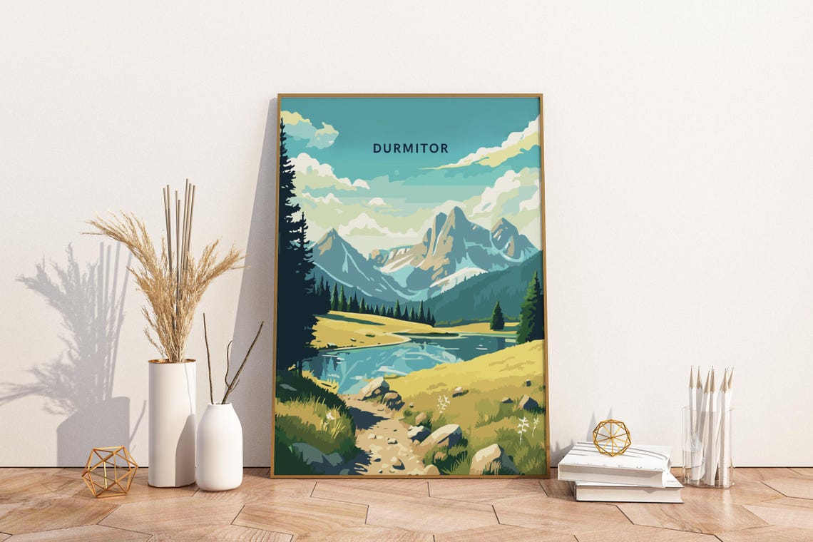 Durmitor Montenegro Mountain Lake Alpine Meadow Vintage Poster