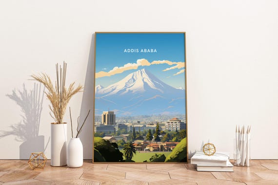Addis Ababa Ethiopia Travel Poster Print Wall Art Vintage