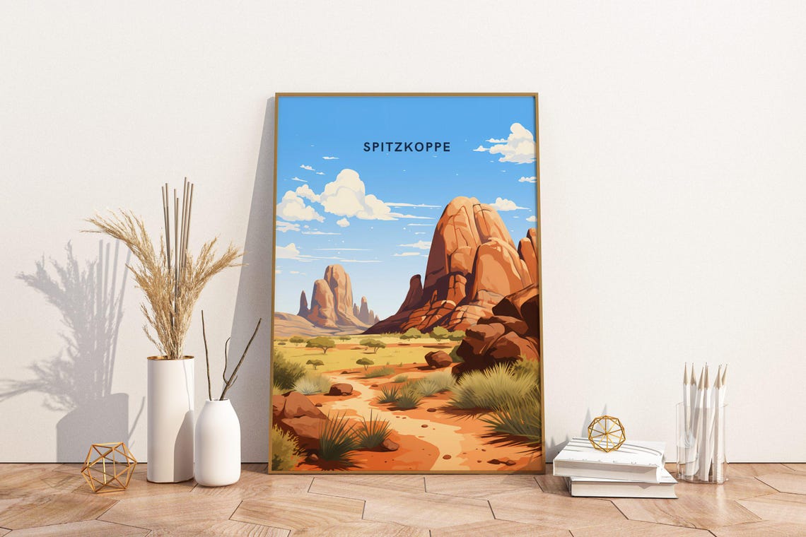 Spitzkoppe Namibia Travel Poster Print Wall Art Vintage Deco