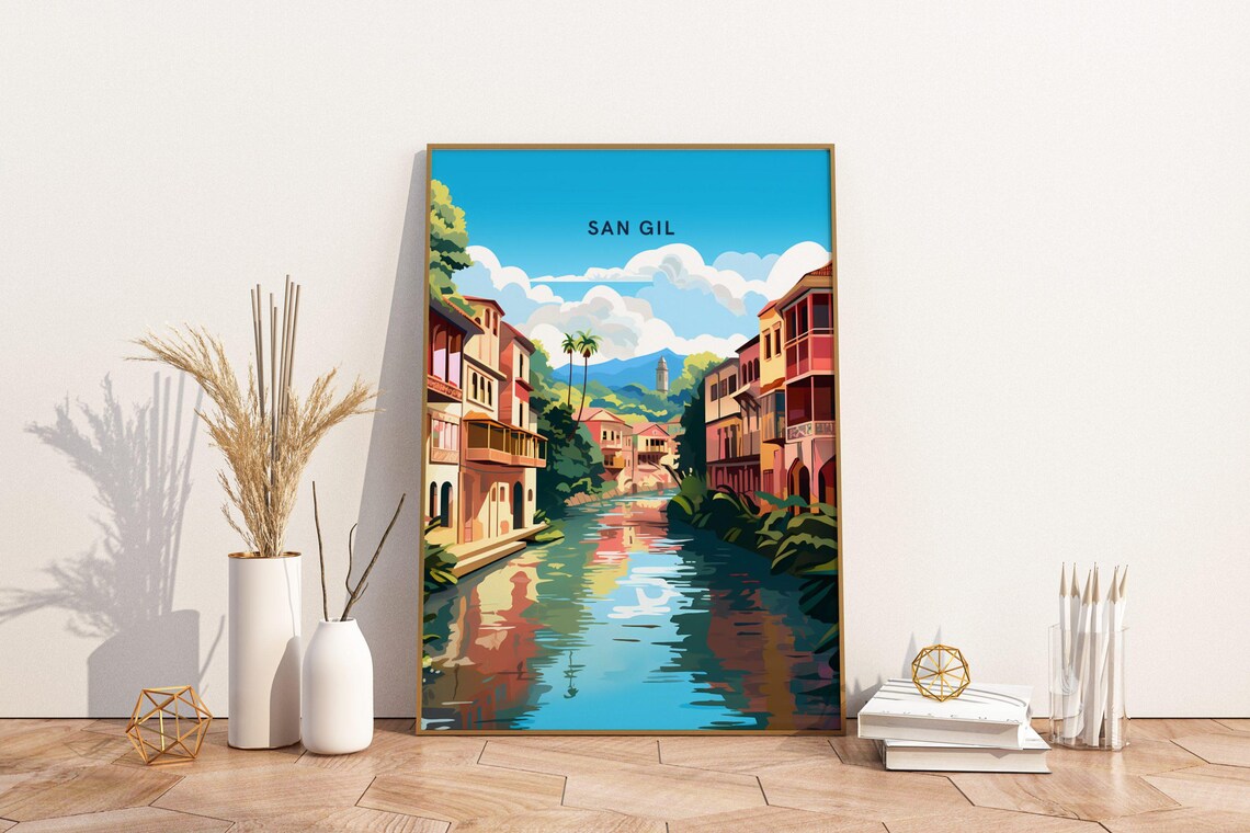 San Gil Colombia Travel Print Poster Wall Art Vintage Decor