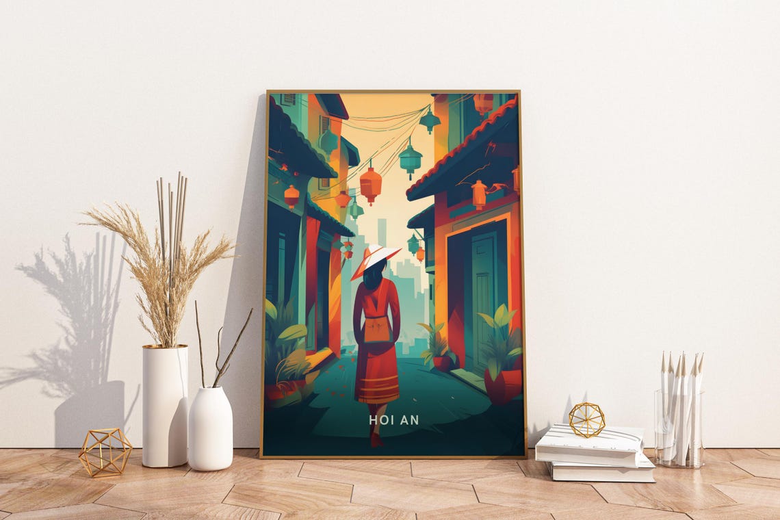 Hoi An Vietnam Lantern Old Town Streets Ao Dai Evening Walk Poster