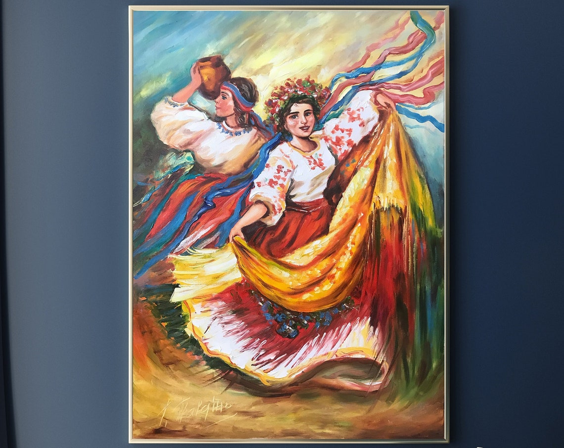 Ukrainian Girl Painting Original Ukrainian Painting On Pro Ukraine Wall Decor Ukraine Artist Paintings Modern Ukrainian Folk Art - Image 3