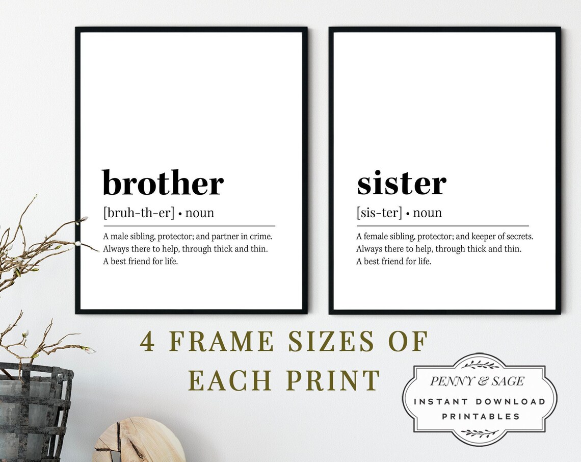 Brother and Sister Definition Quote Art Print