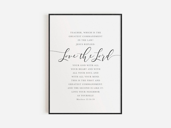 Matthew 22 Love the Lord Bible Verse Minimalist Scripture Wall Poster