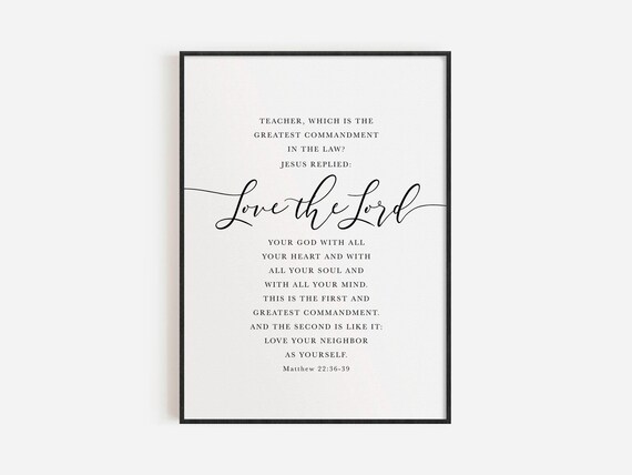Matthew 223639 Niv Bible Verse Wall Art Love Your Neighbor Scripture Artwork Print Modern Christian Decor Religious Gifts