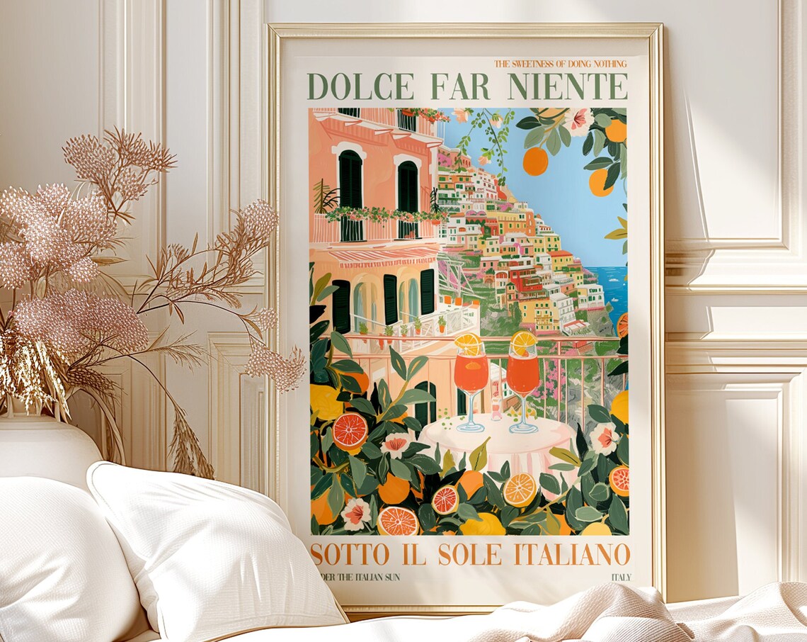 Dolce Far Niente, Retro Italian Travel Poster