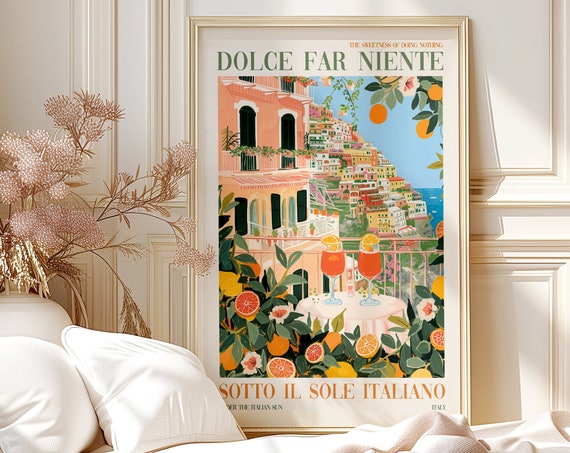 Dolce Far Niente, Retro Italian Travel Poster