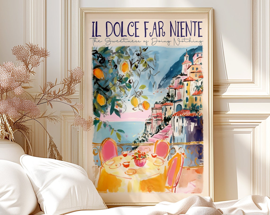 Il Dolce Far Niente Amalfi Coast Lemon Watercolor Italy Poster