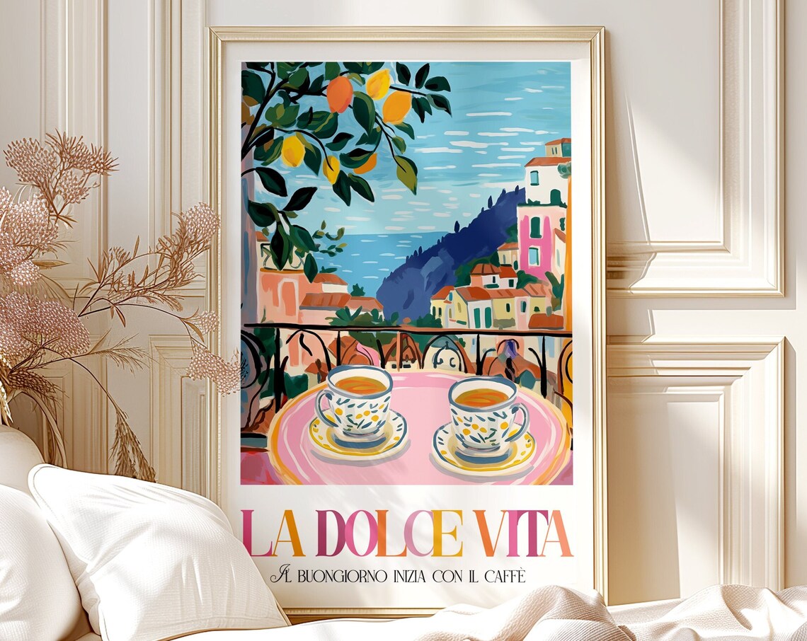 La Dolce Vita Coffee Love Retro Italian Kitchen Art Print