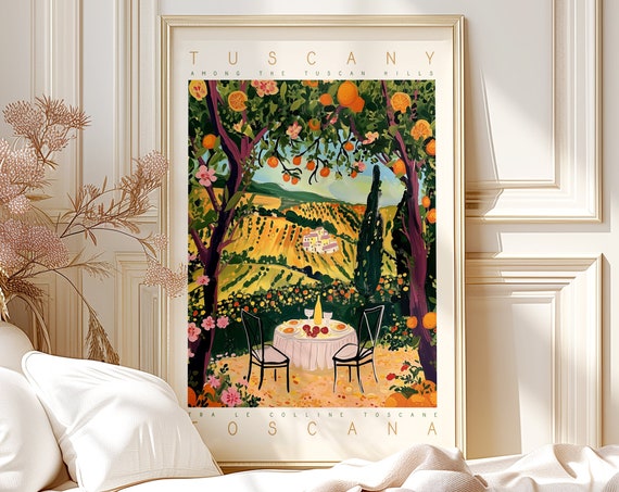Whimsical Tuscany Florence Italy Travel Poster