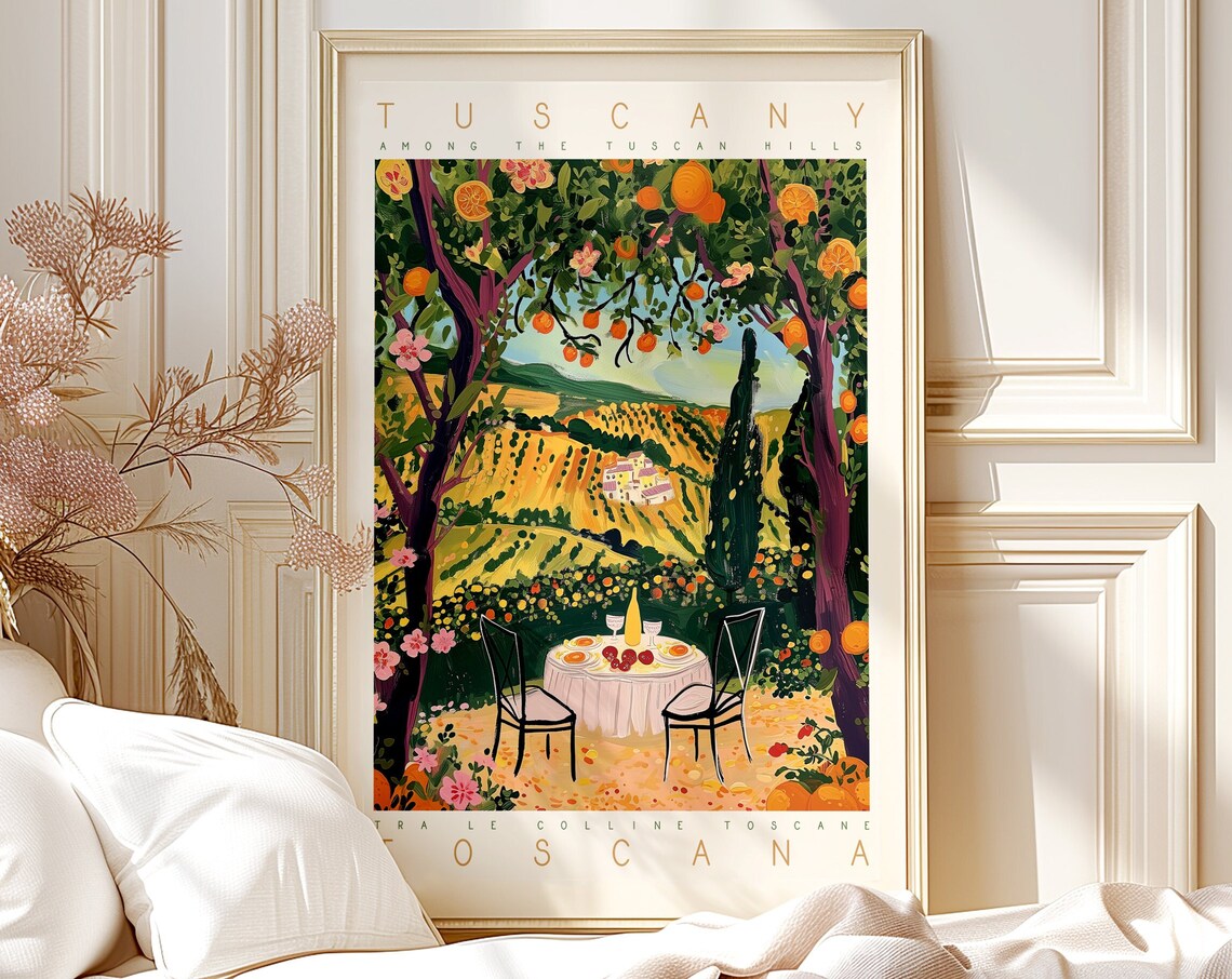 Whimsical Tuscany Florence Italy Travel Poster